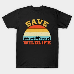 Save Wildlife Endangered Rhino Lion Elephant Tiger Gorilla T-Shirt